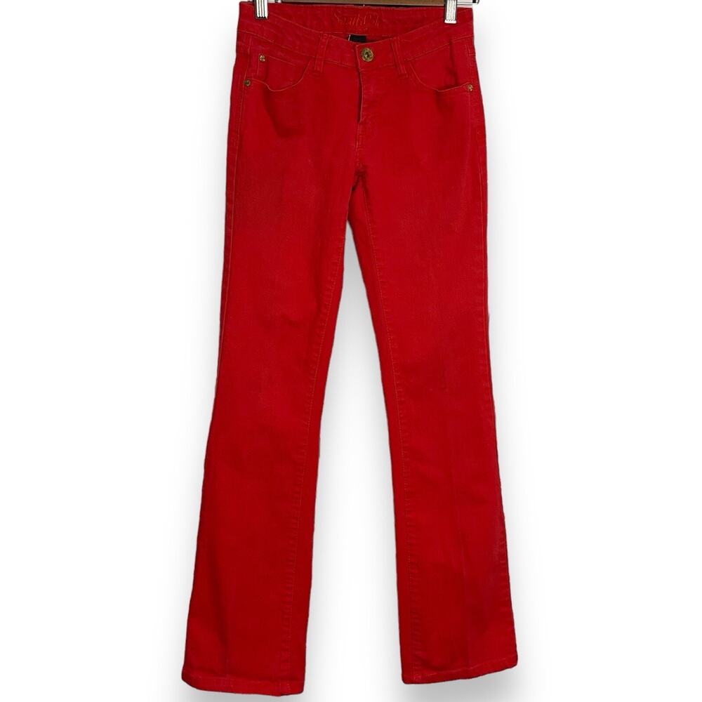 South Pole Straight Leg Jeans Women's 3 Juniors Red Pockets Academia Y2K Casual